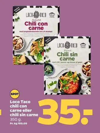Netto Loco taco chili con carne eller chili sin carne tilbud