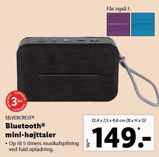 Bluetooth minihøjtaler tilbud hos Lidl