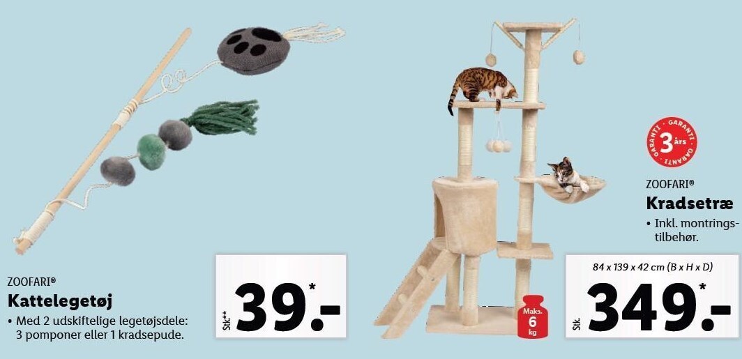 Zoofari kattelegetøj el. kradsetræ tilbud hos Lidl