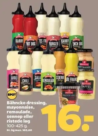 Netto Bähncke dressing, mayonnaise, remoulade, sennep el. ristede løg tilbud