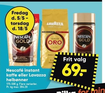 Bilka Nescafé instant kaffe eller lavazza helbønner tilbud