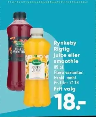Bilka Rynkeby rigtig juice el. smoothie tilbud