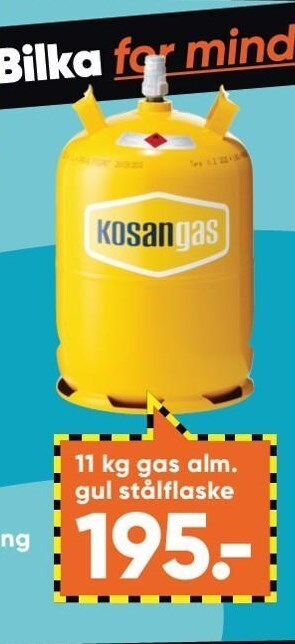 Bilka 11 kg gas alm. gul stålflaske tilbud