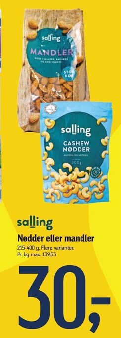 Føtex Salling nødder eller mandler tilbud