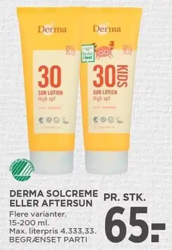 MENY Derma solcreme eller after aftersun tilbud