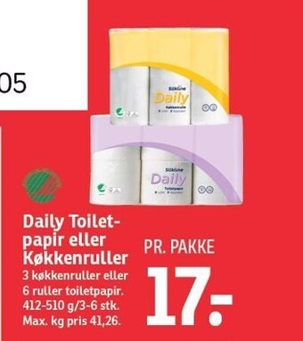 SPAR Daily toiletpapir eller køkkenruller tilbud