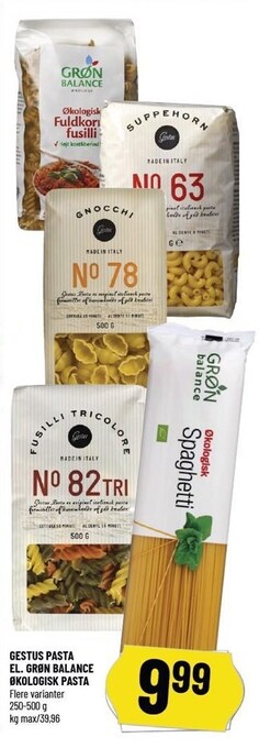 Løvbjerg Gestus pasta el. grøn balance økologisk pasta tilbud