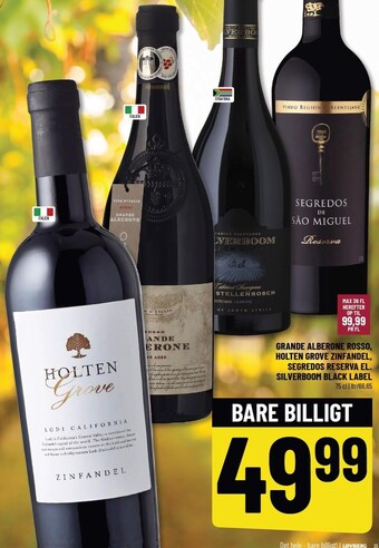 Løvbjerg Grande alberone rosso, holten grove zinfandel, segredos reserva el. silverboom black label tilbud