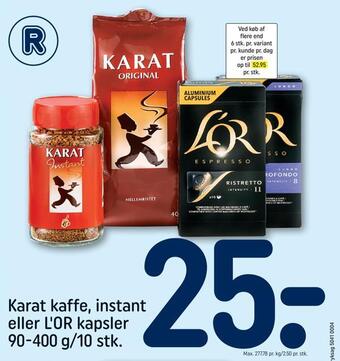REMA 1000 Karat kaffe, instant eller l'or kapsler tilbud