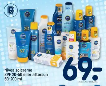 REMA 1000 Nivea solcreme spf 20-50 eller aftersun tilbud