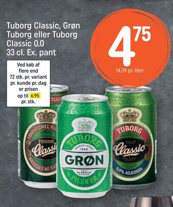 REMA 1000 Tuborg classic, grøn tuborg eller tuborg classic 0,0 tilbud