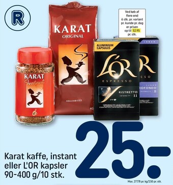 REMA 1000 Karat kaffe, instant el. l'or kapsler tilbud