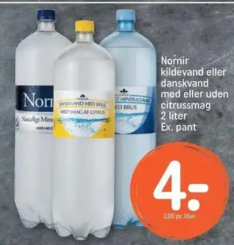 REMA 1000 Nornir kildevand el. danskvand m. el u. citrussmag tilbud