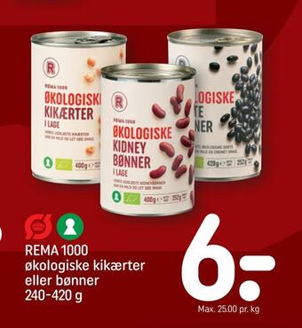 REMA 1000 Rema 1000 økologiske kikærter eller bønner tilbud