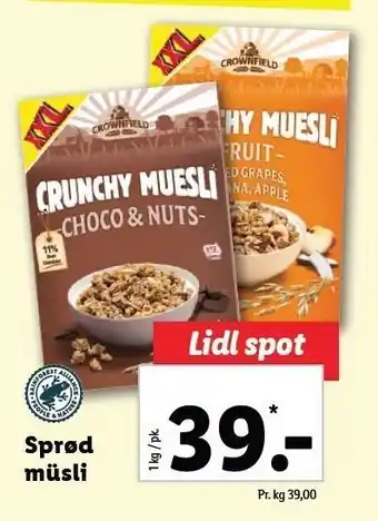 Lidl Sprød müsli 1 kg tilbud