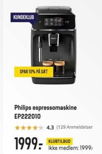 Elgiganten Philips espressomaskine EP222010 tilbud