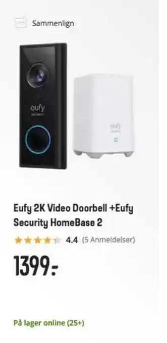 Eufy 2K Video Doorbell +Eufy Security HomeBase 2
