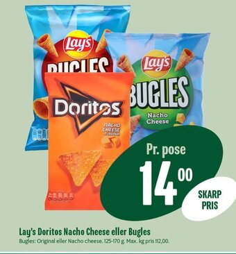 Min Købmand Lay's Doritos Nacho Cheese eller Bugles tilbud