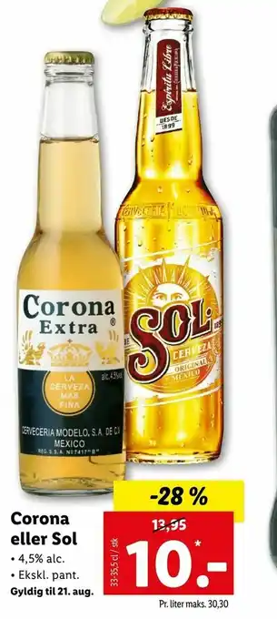 Let-Køb Corona eller Sol tilbud