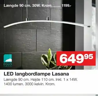 Bauhaus LED langbordlampe Lasana tilbud