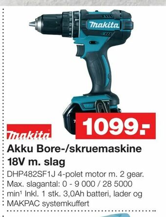 Bauhaus Akku Bore-/skruemaskine 18V m. slag tilbud