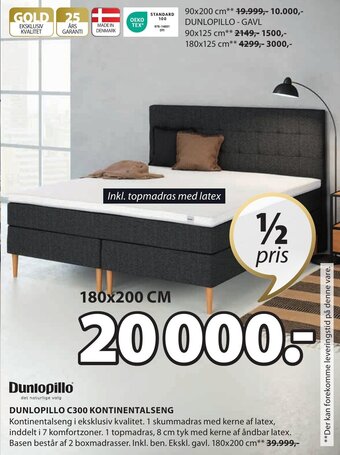 JYSK DUNLOPILLO C300 KONTINENTALSENG tilbud