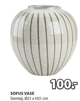 JYSK SOFUS VASE Stentøj. Ø21 x H21 cm tilbud
