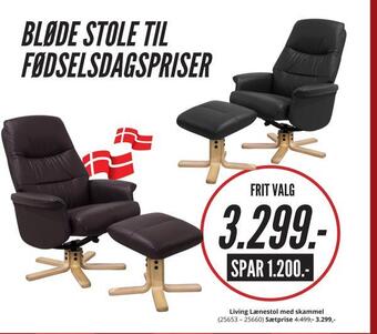 My Home Living lænestol med skammel tilbud