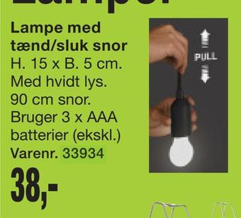 Harald Nyborg Lampe med tænd/sluk snor tilbud