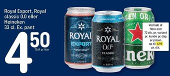REMA 1000 Royal export, royal classic 0.0 eller heineken tilbud