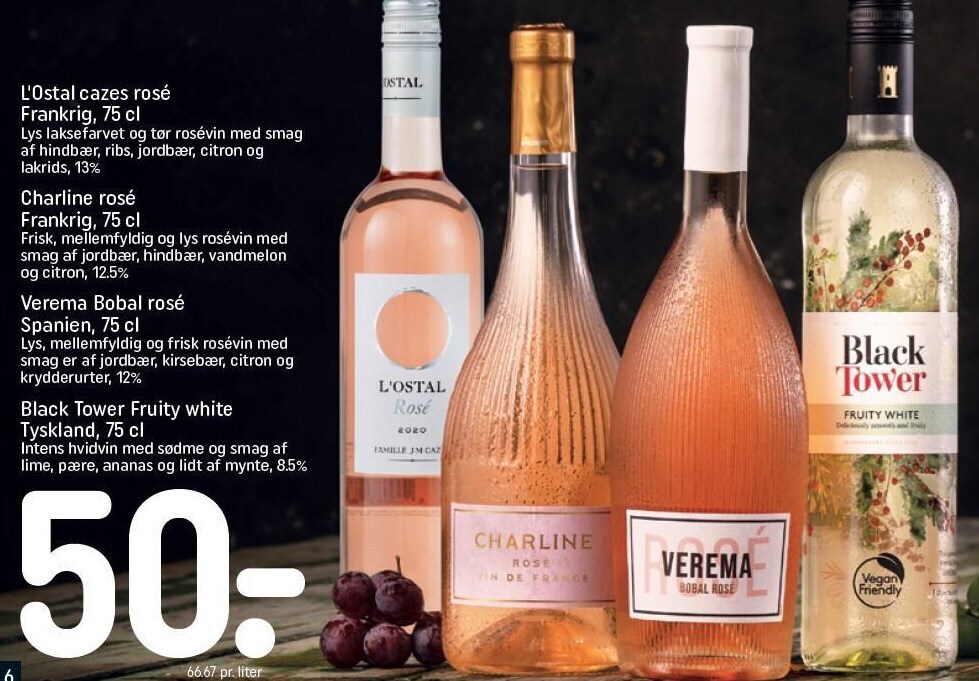 L'ostal cazes rosé, charline rosé, verema bobal rosé el. black tower
