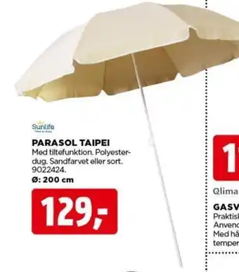 jem & fix PARASOL TAIPEI Med tiltefunktion. Polyester-dug. Sandfarvet eller sort. 9022424. Ø: 200 cm tilbud
