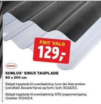 jem & fix SUNLUX SINUS TAGPLADE 90 x 200 cm tilbud