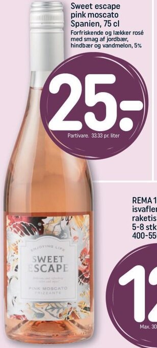 REMA 1000 Sweet escape pink moscato Spanien, 75 cl tilbud