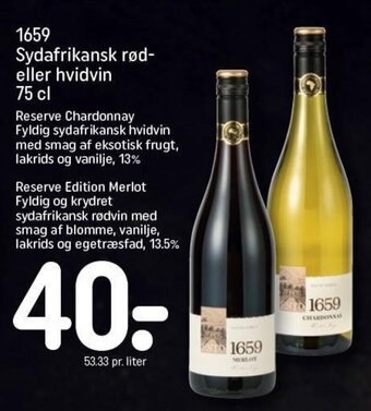 REMA 1000 1659 Sydafrikansk rød-eller hvidvin 75 cl tilbud