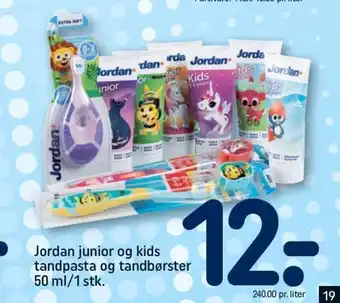Jordan junior og kids tandpasta og tandbørster 50 ml/1 stk.