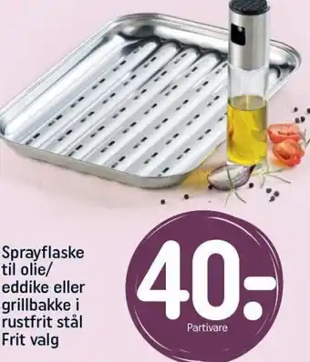 REMA 1000 Sprayflaske til olie/ eddike eller grillbakke i rustfrit stål Frit valg tilbud