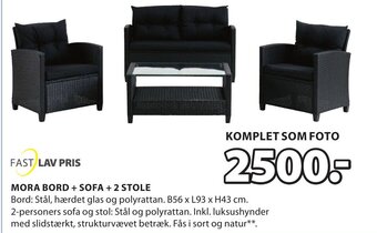 JYSK MORA BORD + SOFA + 2 STOLE tilbud
