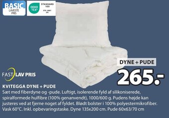JYSK KVITEGGA DYNE + PUDE tilbud