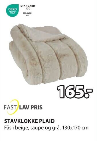 JYSK STAVKLOKKE PLAID tilbud