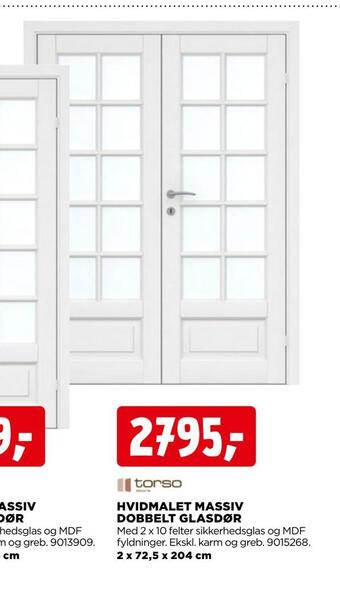 jem & fix Hvidmalet massiv dobbelt glasdør tilbud