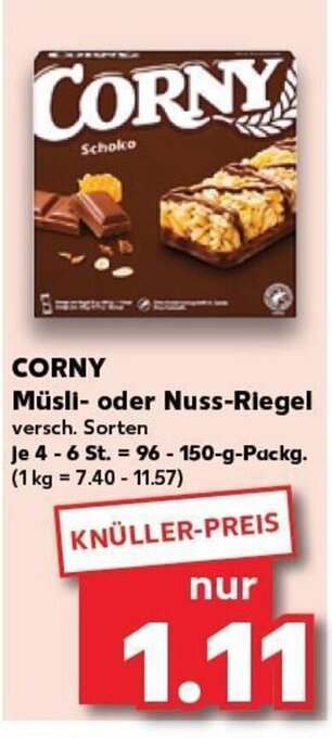 Kaufland CORNY Müsli- oder Nuss-Riegel tilbud