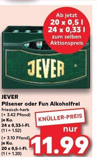 Kaufland JEVER Pilsener oder Fun Alkoholfrei tilbud