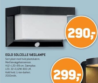 XL-BYG EGLO SOLCELLE VÆGLAMPE tilbud