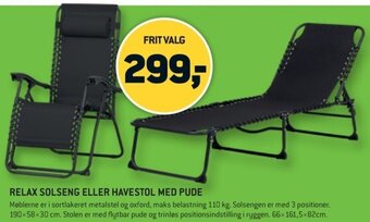 XL-BYG RELAX SOLSENG ELLER HAVESTOL MED PUDE tilbud
