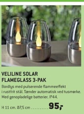 XL-BYG VELILINE SOLAR FLAMEGLASS 3-PAK tilbud
