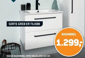 XL-BYG VASSO BADMØBEL HVID HØJGLANS 60 CM tilbud