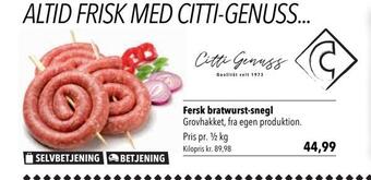 Fersk bratwurst-snegl