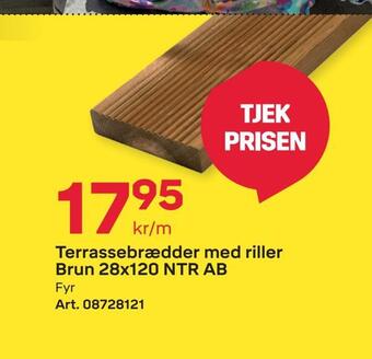Byggmax Terrassebrædder med riller brun 28x120 ntr ab tilbud