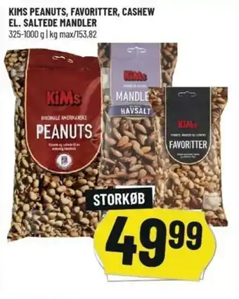 Løvbjerg Kims Peanut, Favoritter,Cashew El. Saltede Mandler 325-1000g tilbud